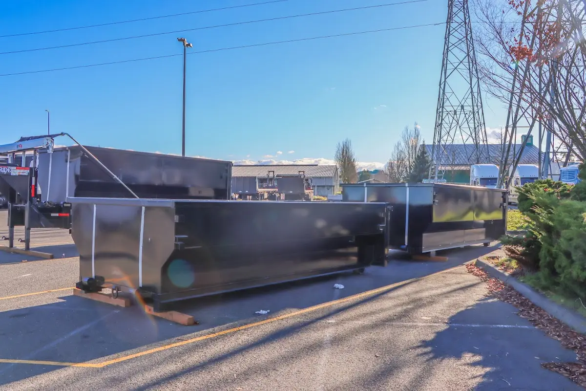 Roll-off dumpster ready for waste disposal at job site for 8 Yard Dumpster Rental in Hammonton